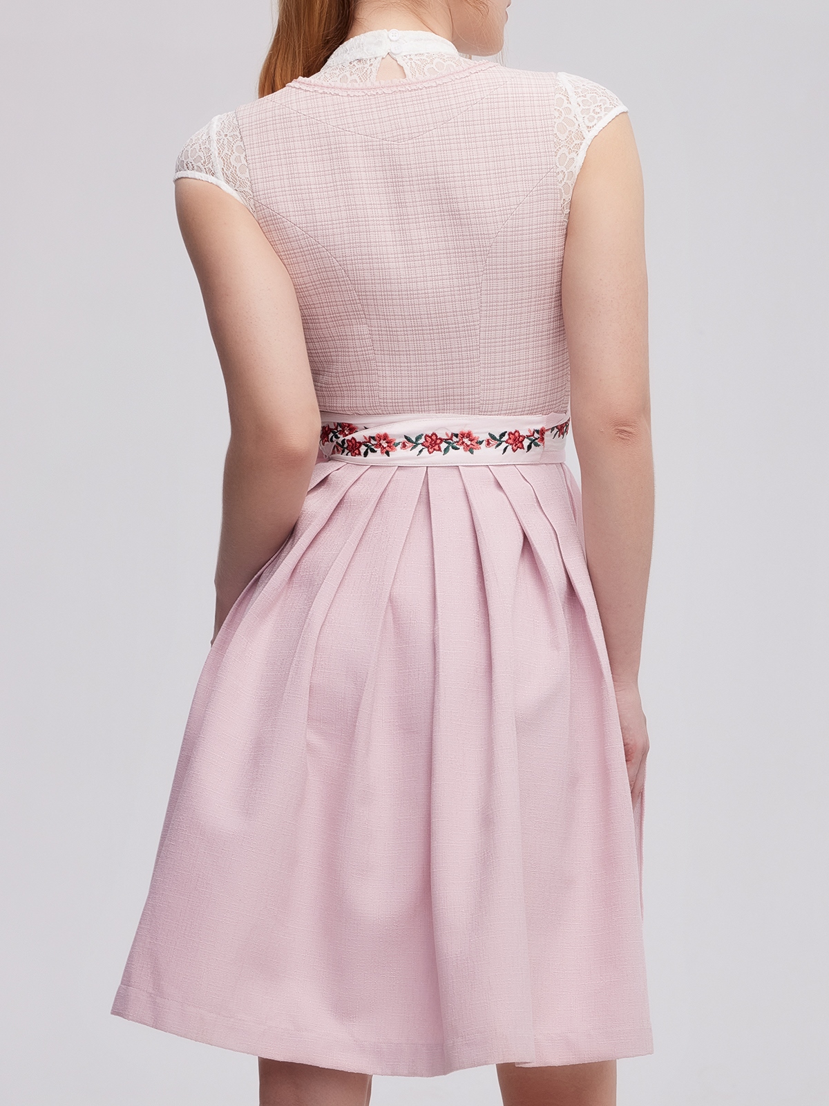 Dirndl Grau Blau mit rosa Akzenten