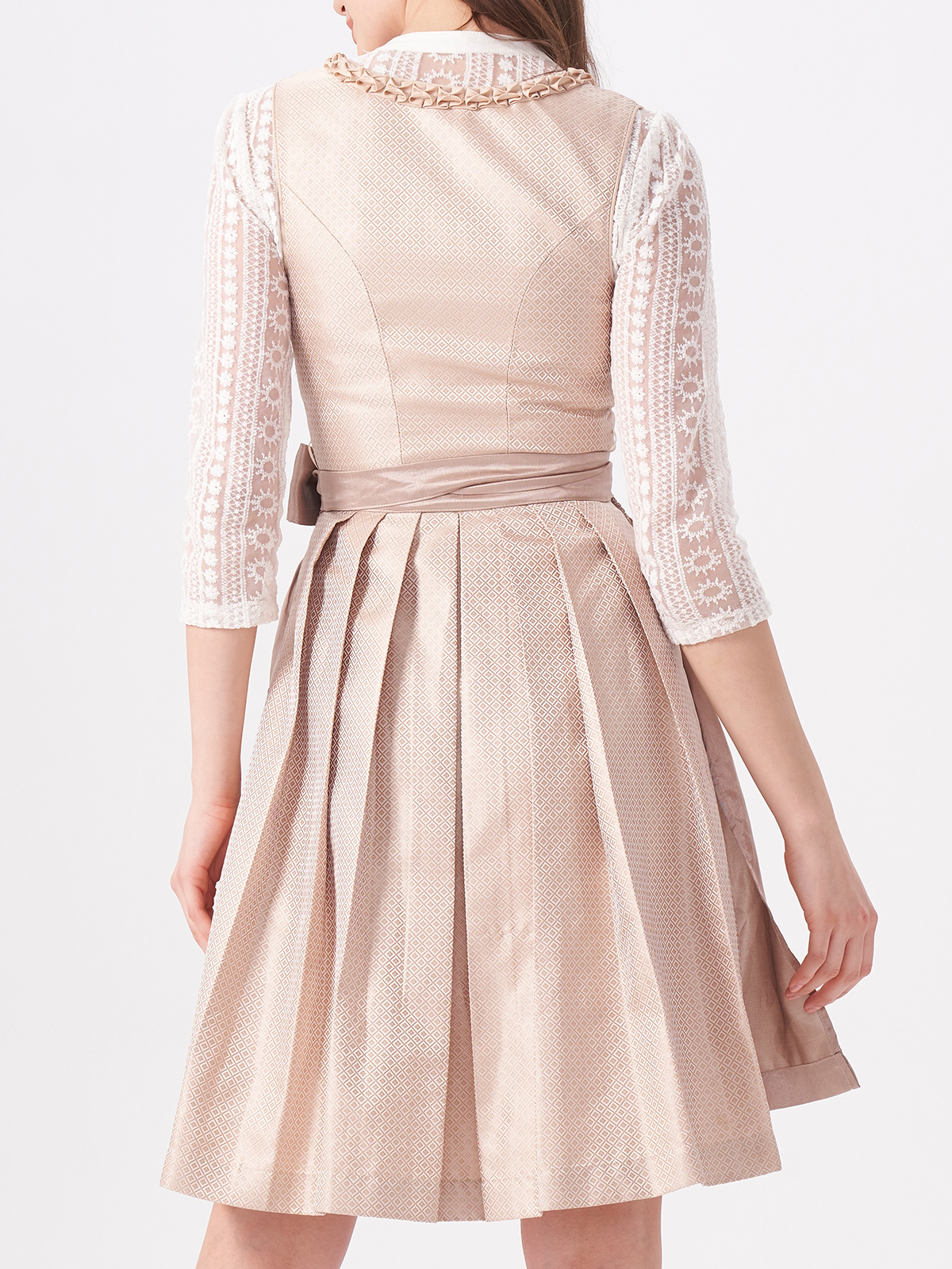 Dirndlbluse langarm weiß in Beige
