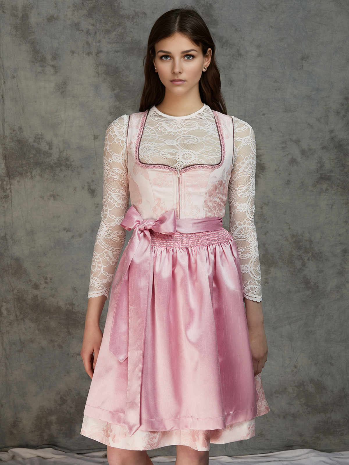 Modernes Dirndl in Blau mit dunkelroter Bluse